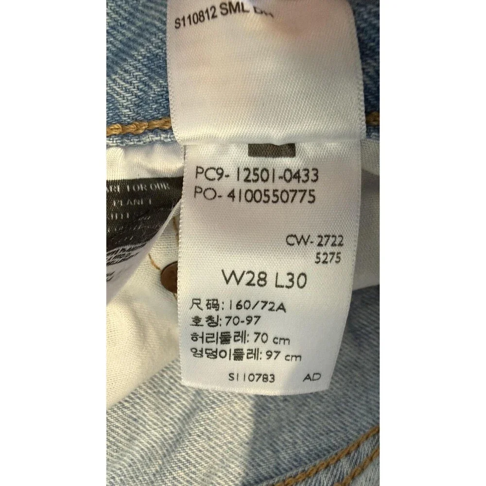 Levi's 501 150th Jeans Mens 28x30 Blue Regular Straight‎ Light Wash Distressed